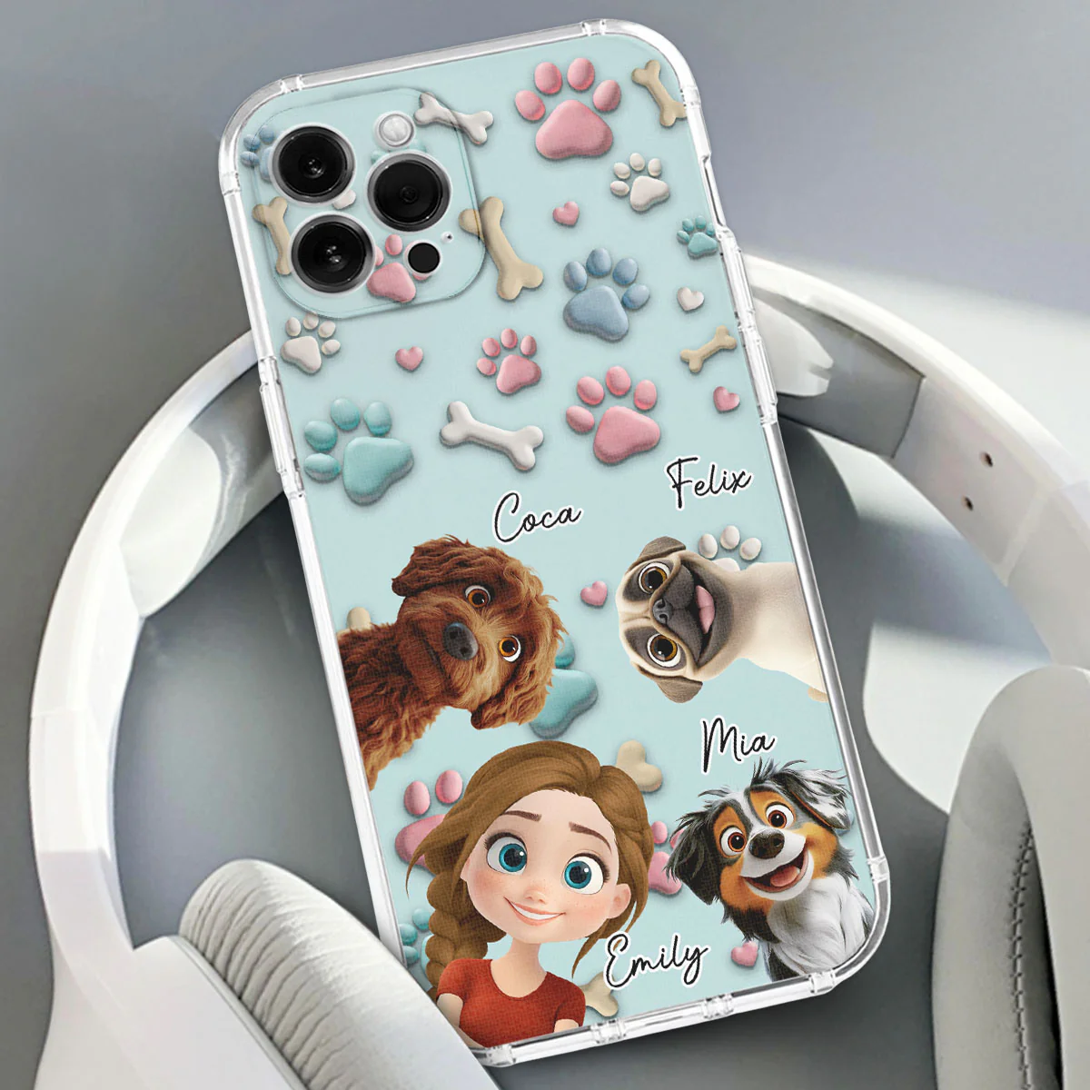 Dog And Human Cartoon Version 2 - Personalized Custom Phone Case - Image 2