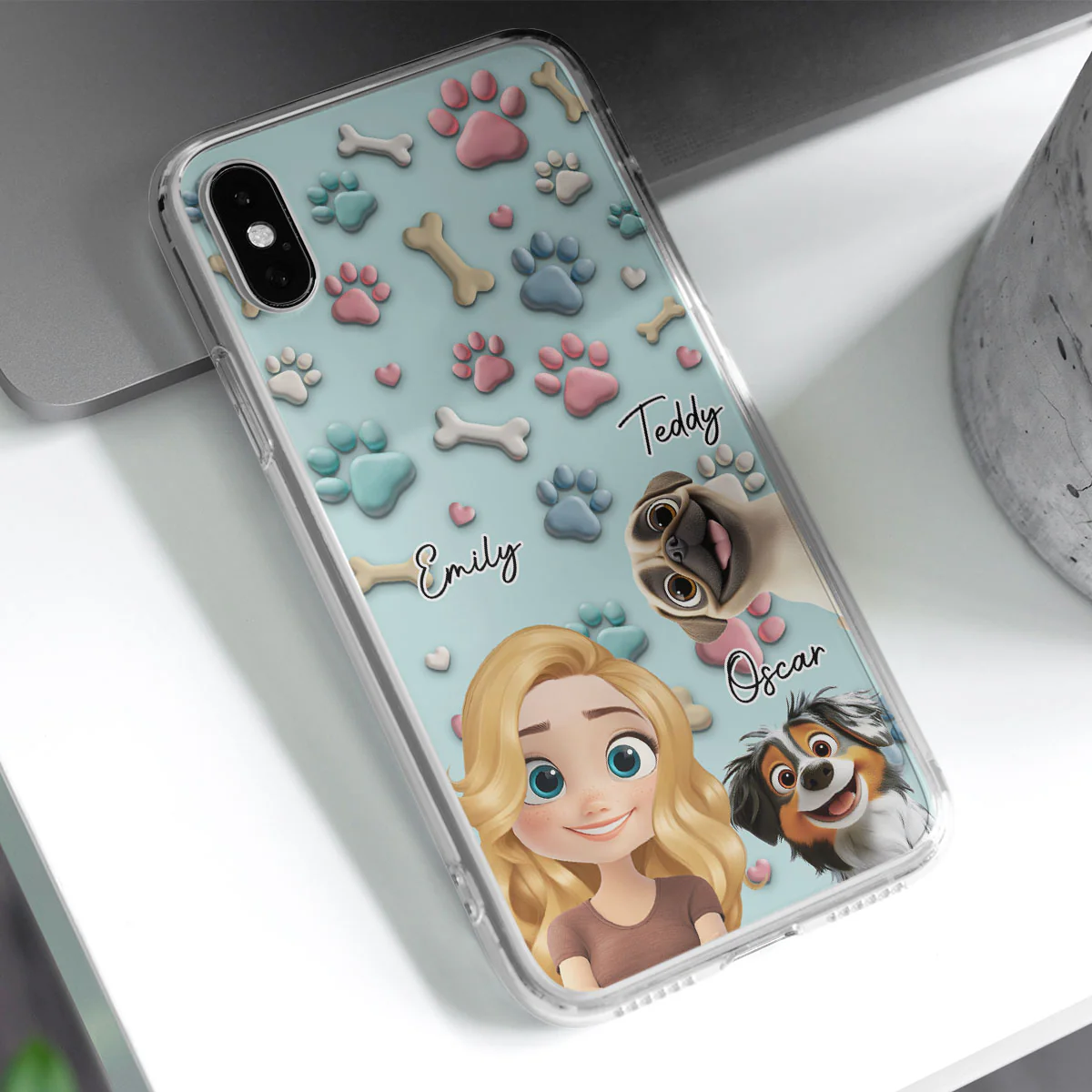 Dog And Human Cartoon Version 2 - Personalized Custom Phone Case - Image 3