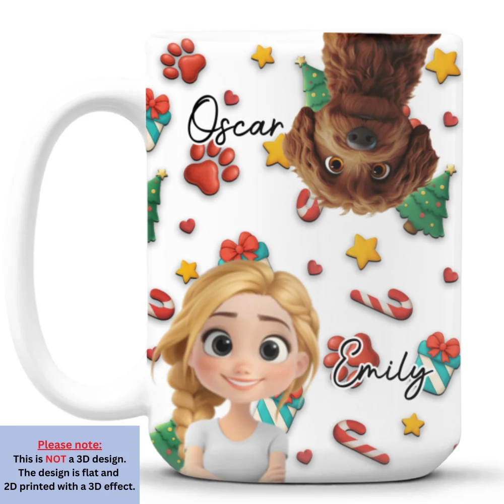 Dog And Human Christmas Cartoon - Personalized Custom Coffee Mug - Image 10