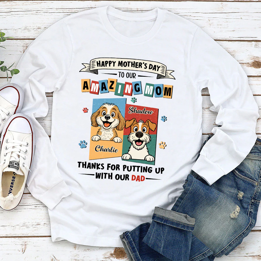 Dog Approved Mom - Personalized Custom Long Sleeve T-Shirt - Image 2