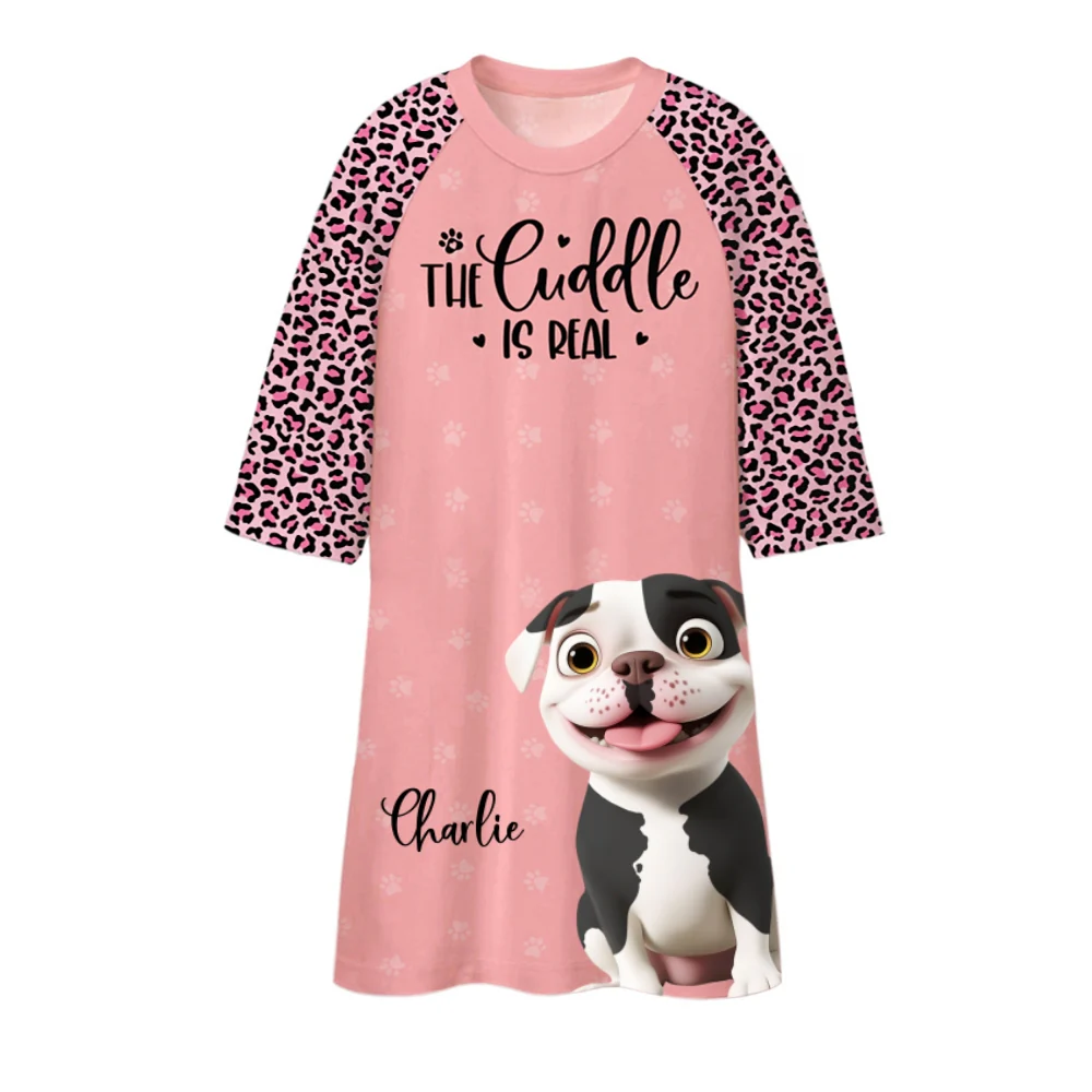 Dog Cartoon Snuggle - Personalized Custom 3/4 Sleeve Dress - Image 6
