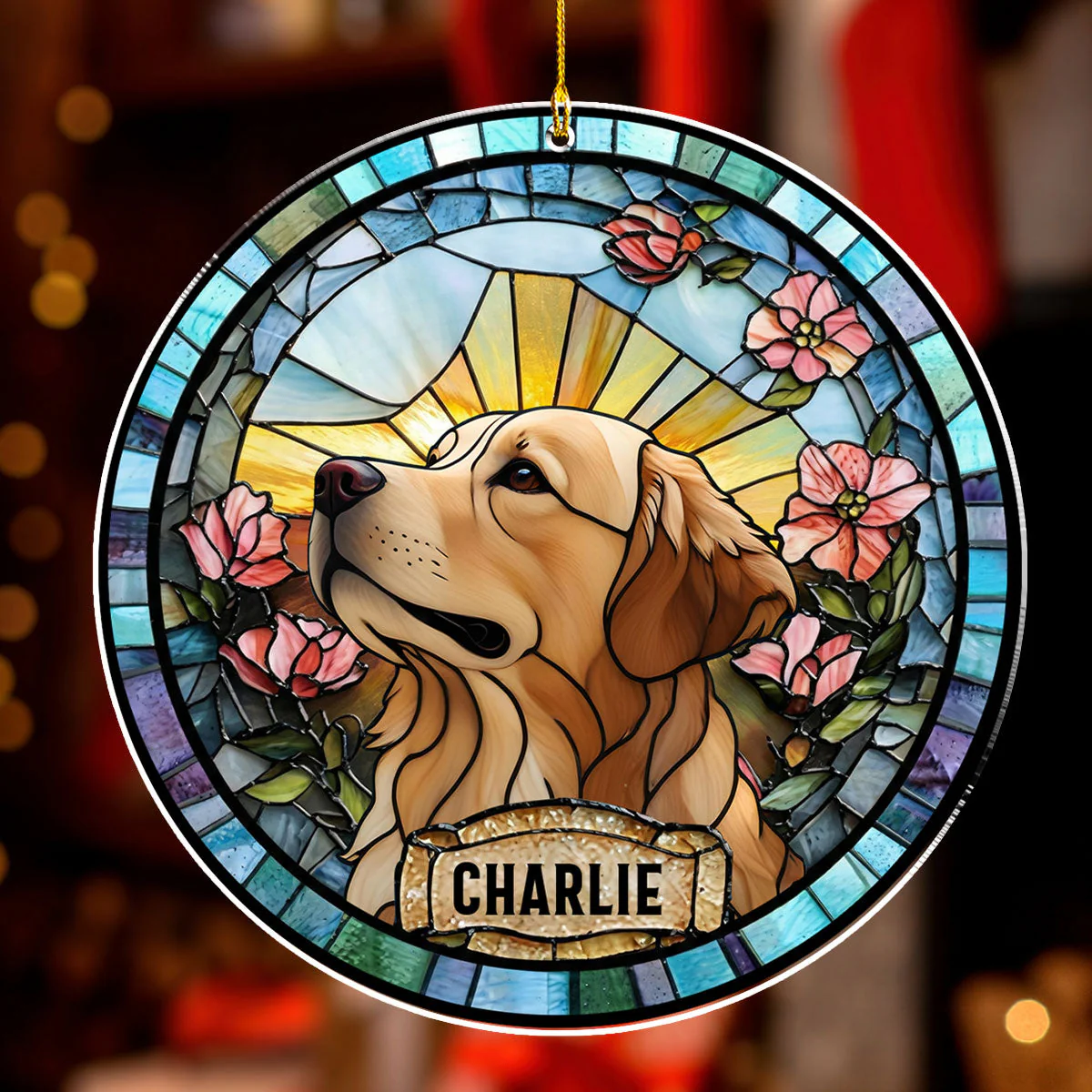 Dog Cat Portrait Stained Glass - Personalized Custom Acrylic Ornament - Image 2