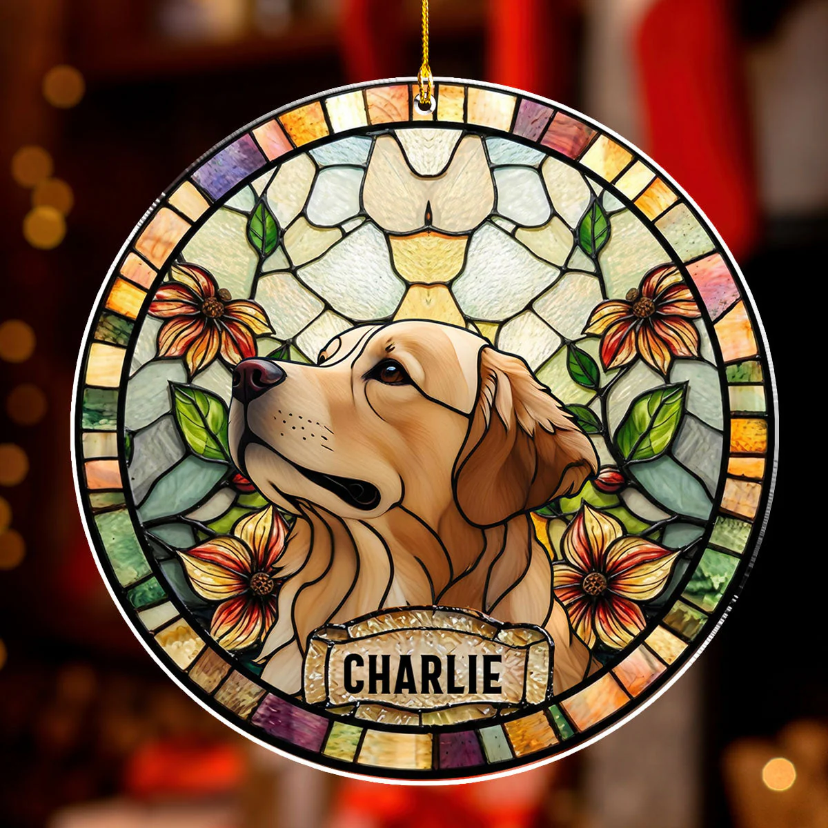 Dog Cat Portrait Stained Glass - Personalized Custom Acrylic Ornament - Image 3