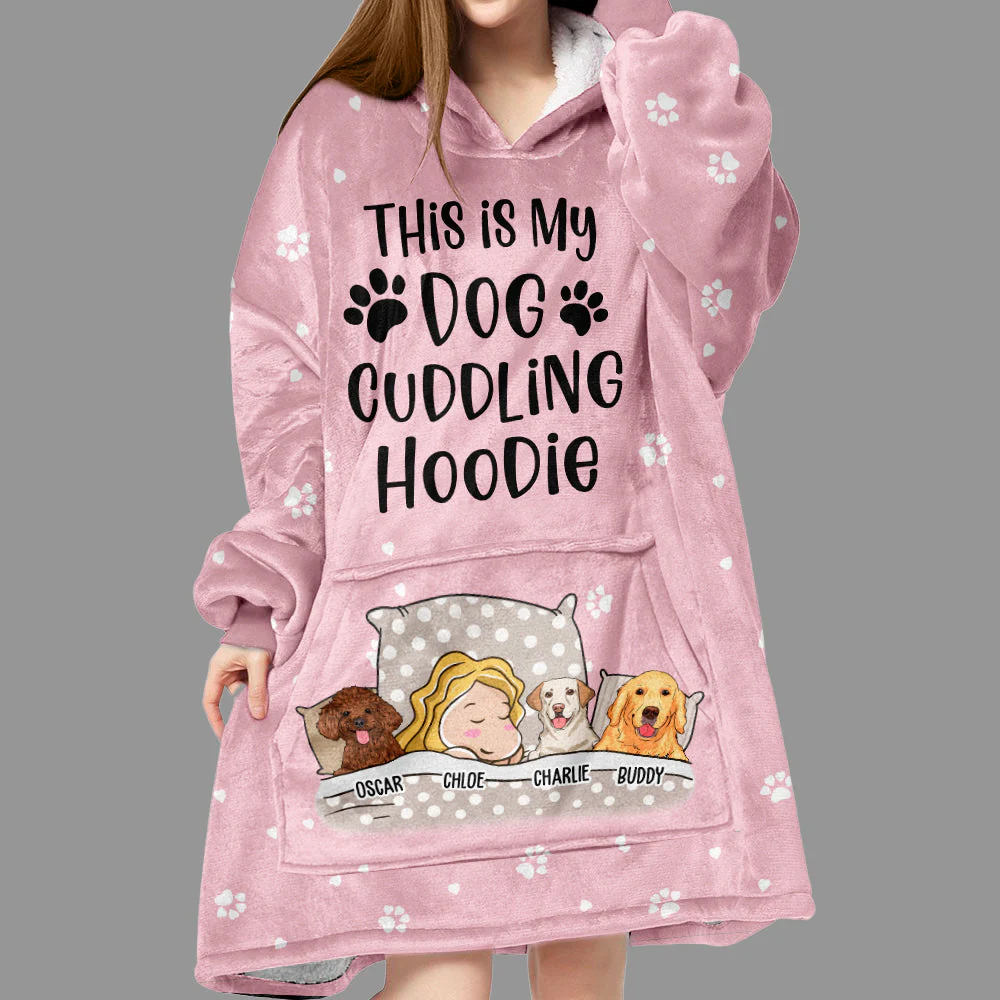 Dog Cuddling - Personalized Custom Blanket Hoodie