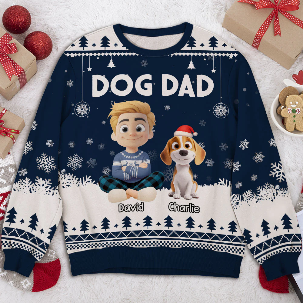 Dog Dad 2025 - Personalized Custom All-Over-Print Sweatshirt