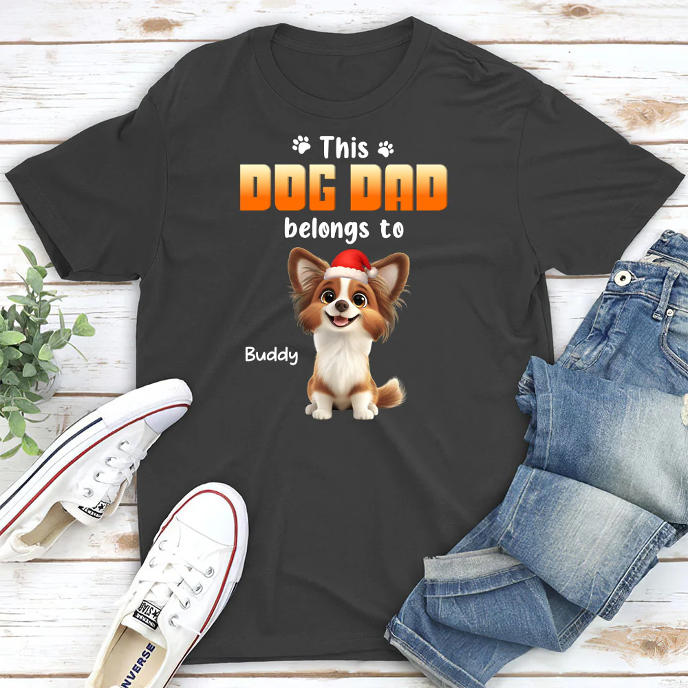 Dog Dad Belongs To Christmas  - Personalized Custom Unisex T-shirt - Image 3