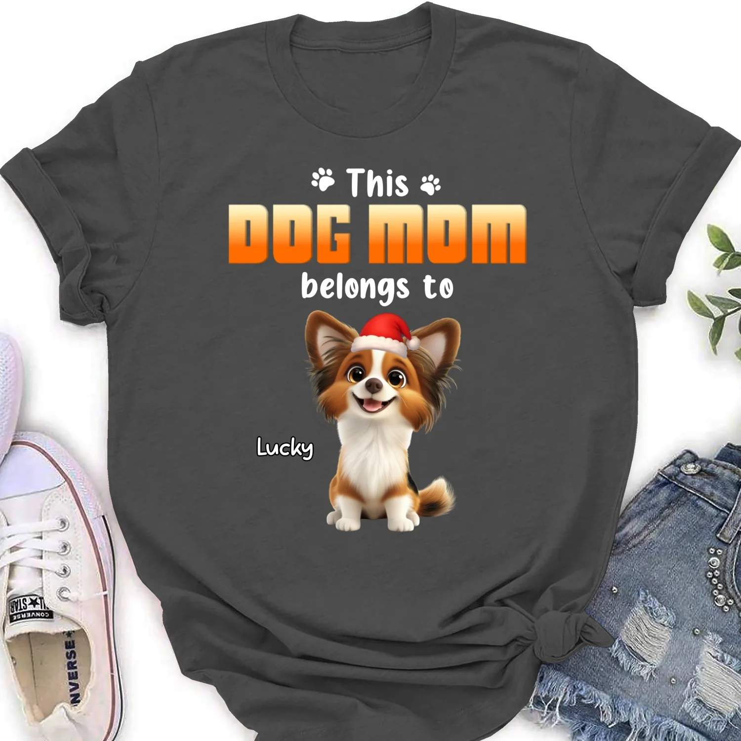 Dog Dad Belongs To Christmas - Personalized Custom Women's T-Shirt - Image 10