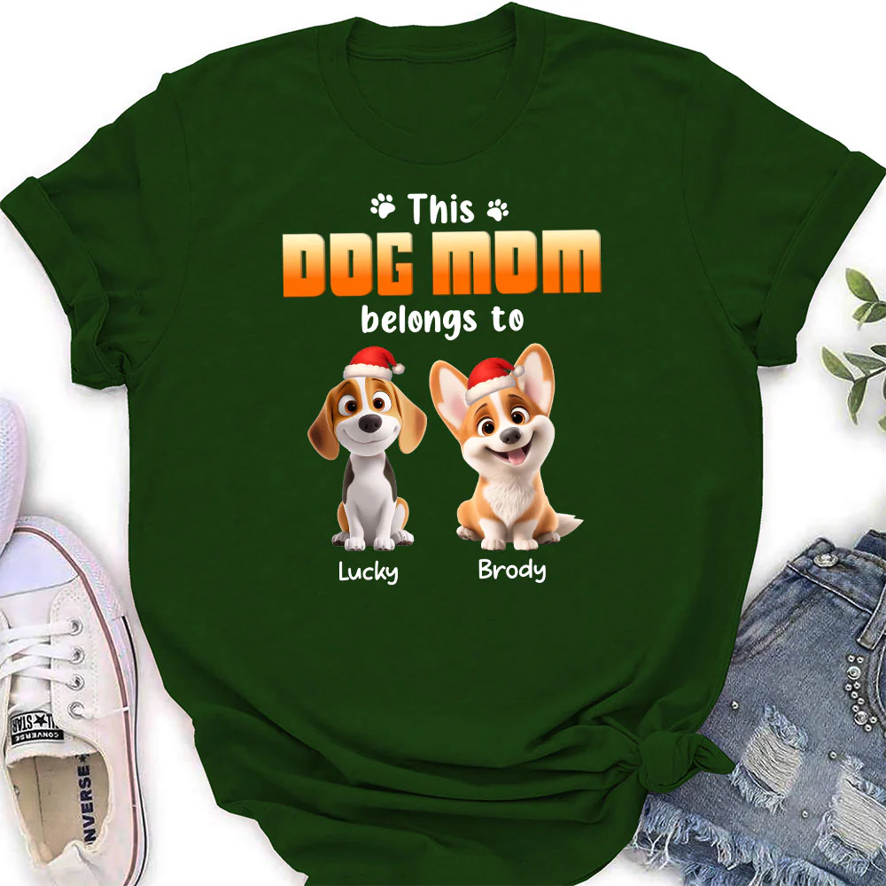 Dog Dad Belongs To Christmas - Personalized Custom Women's T-Shirt - Image 4