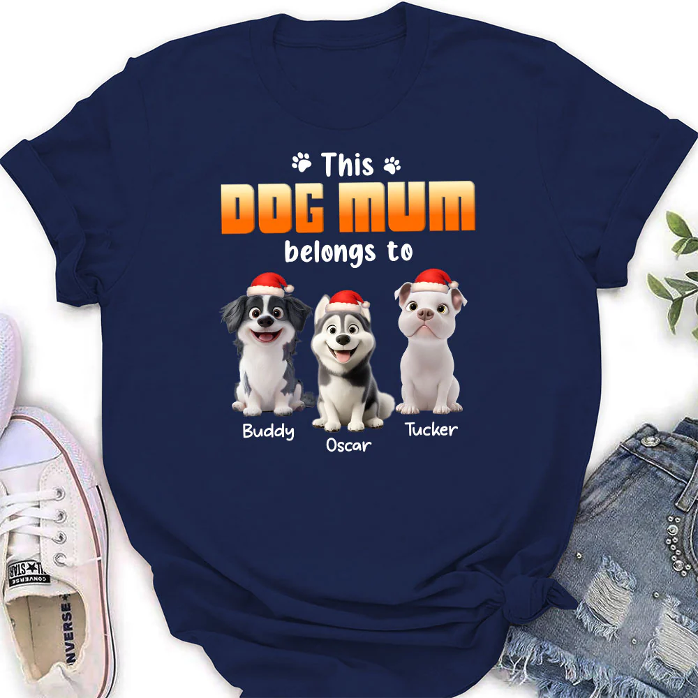 Dog Dad Belongs To Christmas - Personalized Custom Women's T-Shirt - Image 5