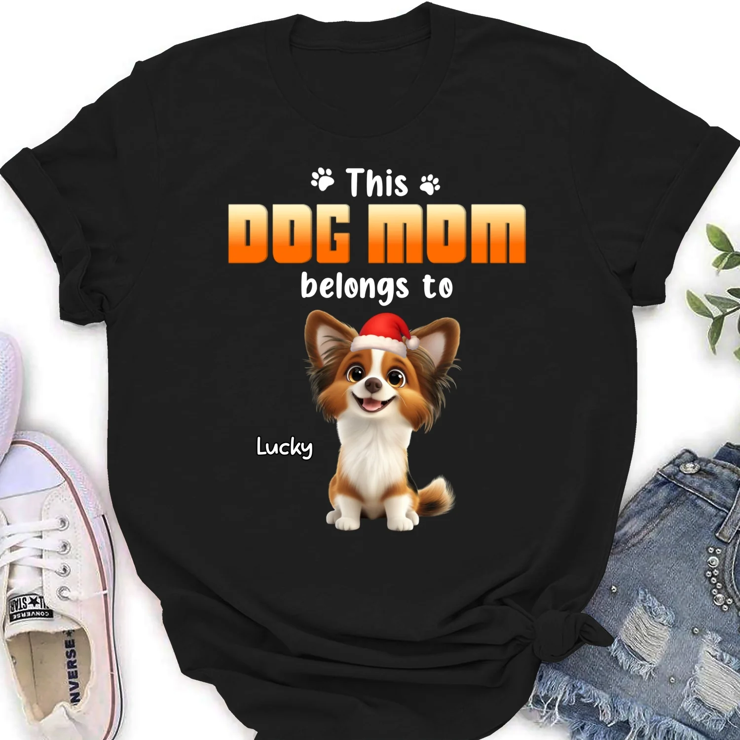 Dog Dad Belongs To Christmas - Personalized Custom Women's T-Shirt - Image 6