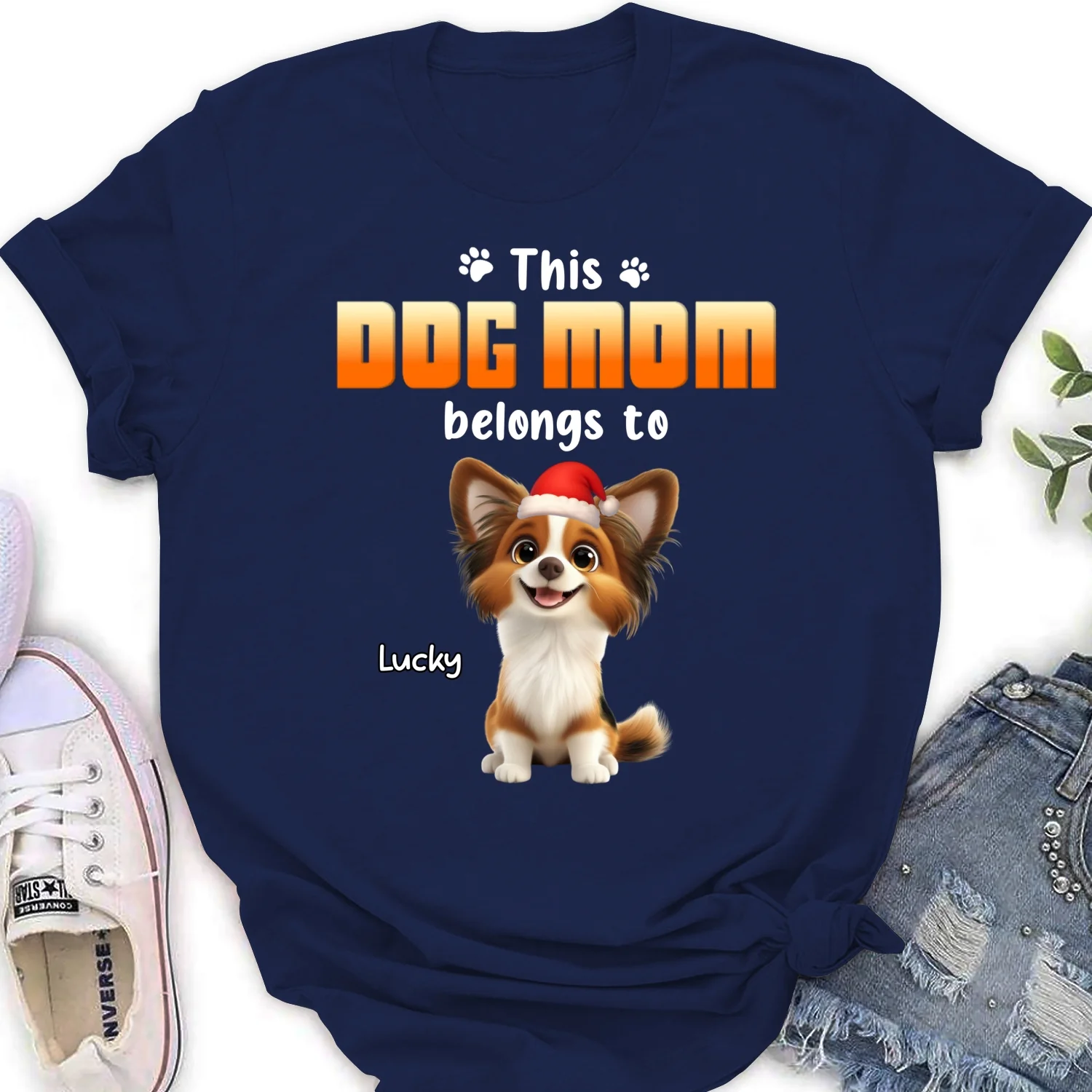 Dog Dad Belongs To Christmas - Personalized Custom Women's T-Shirt - Image 7