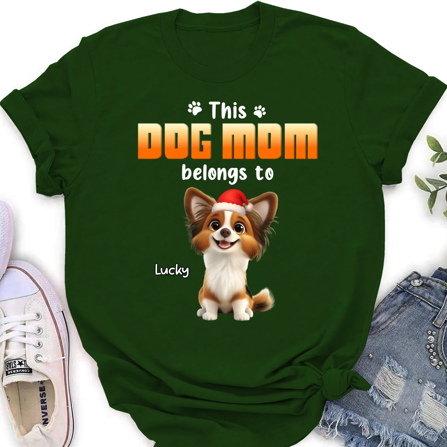 Dog Dad Belongs To Christmas - Personalized Custom Women's T-Shirt - Image 8