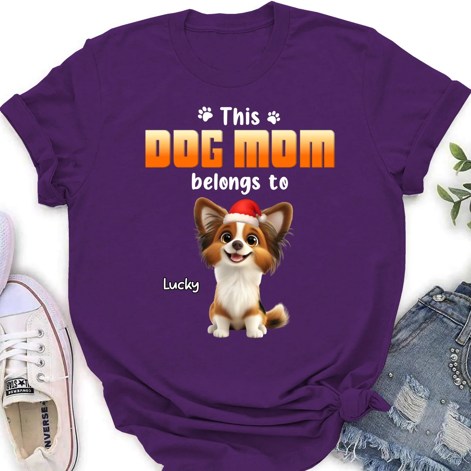 Dog Dad Belongs To Christmas - Personalized Custom Women's T-Shirt - Image 9