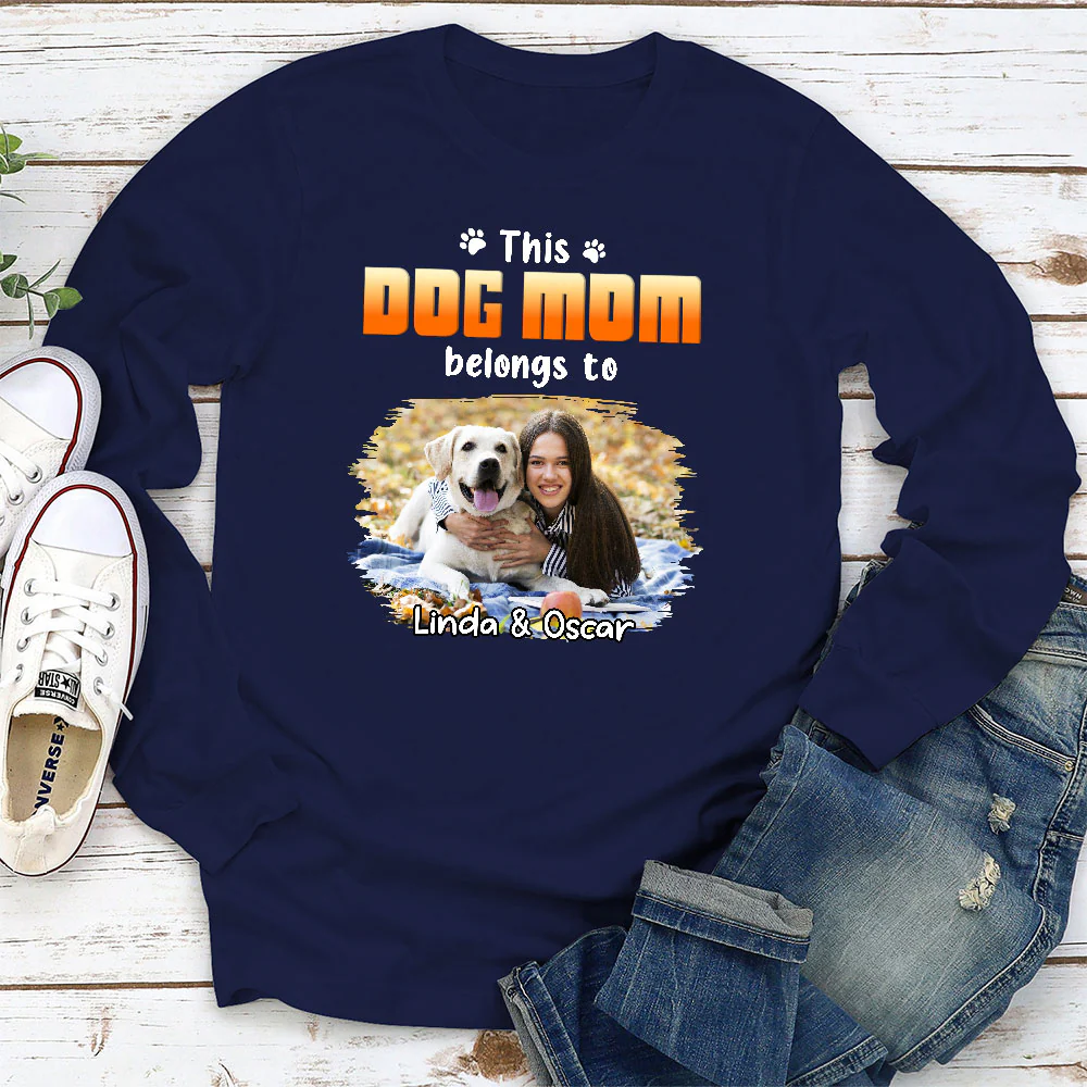 Dog Dad Belongs To Christmas Photo - Personalized Custom Long Sleeve T-shirt