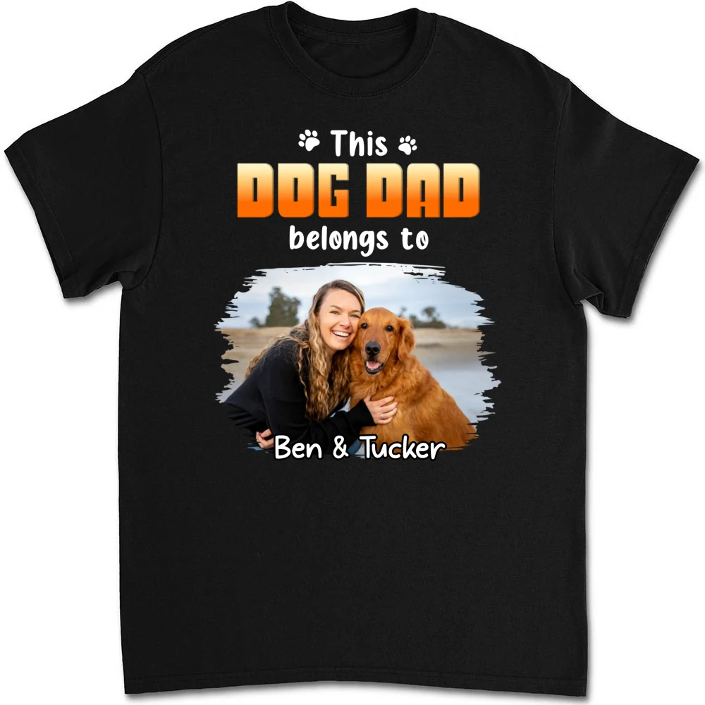 Dog Dad Belongs To Christmas Photo - Personalized Custom Unisex T-shirt - Image 4