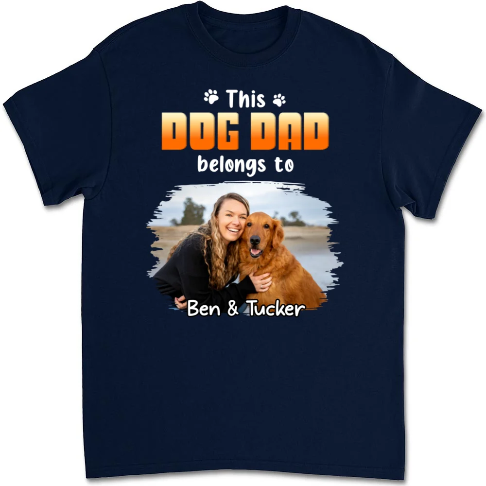 Dog Dad Belongs To Christmas Photo - Personalized Custom Unisex T-shirt - Image 5