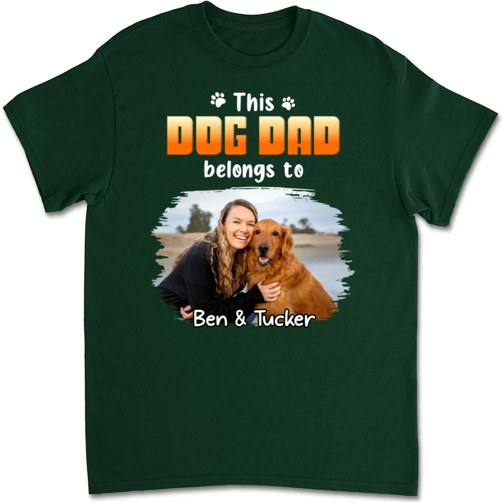 Dog Dad Belongs To Christmas Photo - Personalized Custom Unisex T-shirt - Image 6