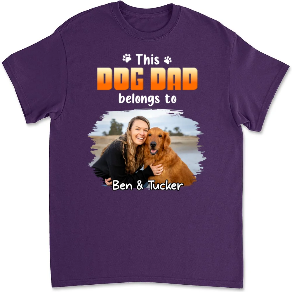 Dog Dad Belongs To Christmas Photo - Personalized Custom Unisex T-shirt - Image 7