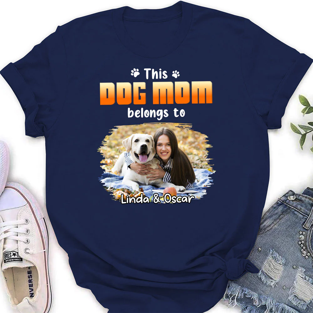 Dog Dad Belongs To Christmas Photo - Personalized Custom Women's T-Shirt - Image 2