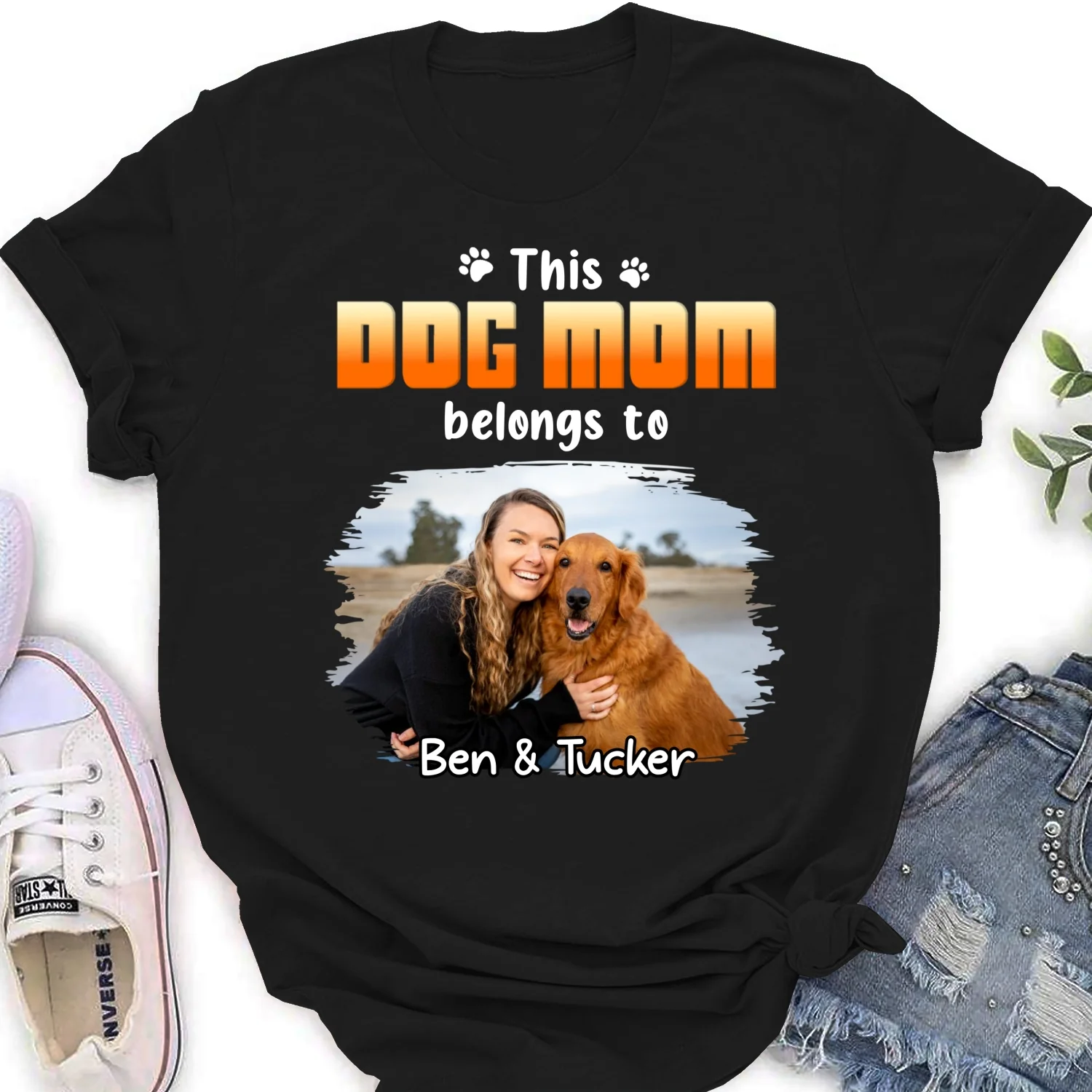 Dog Dad Belongs To Christmas Photo - Personalized Custom Women's T-Shirt - Image 4