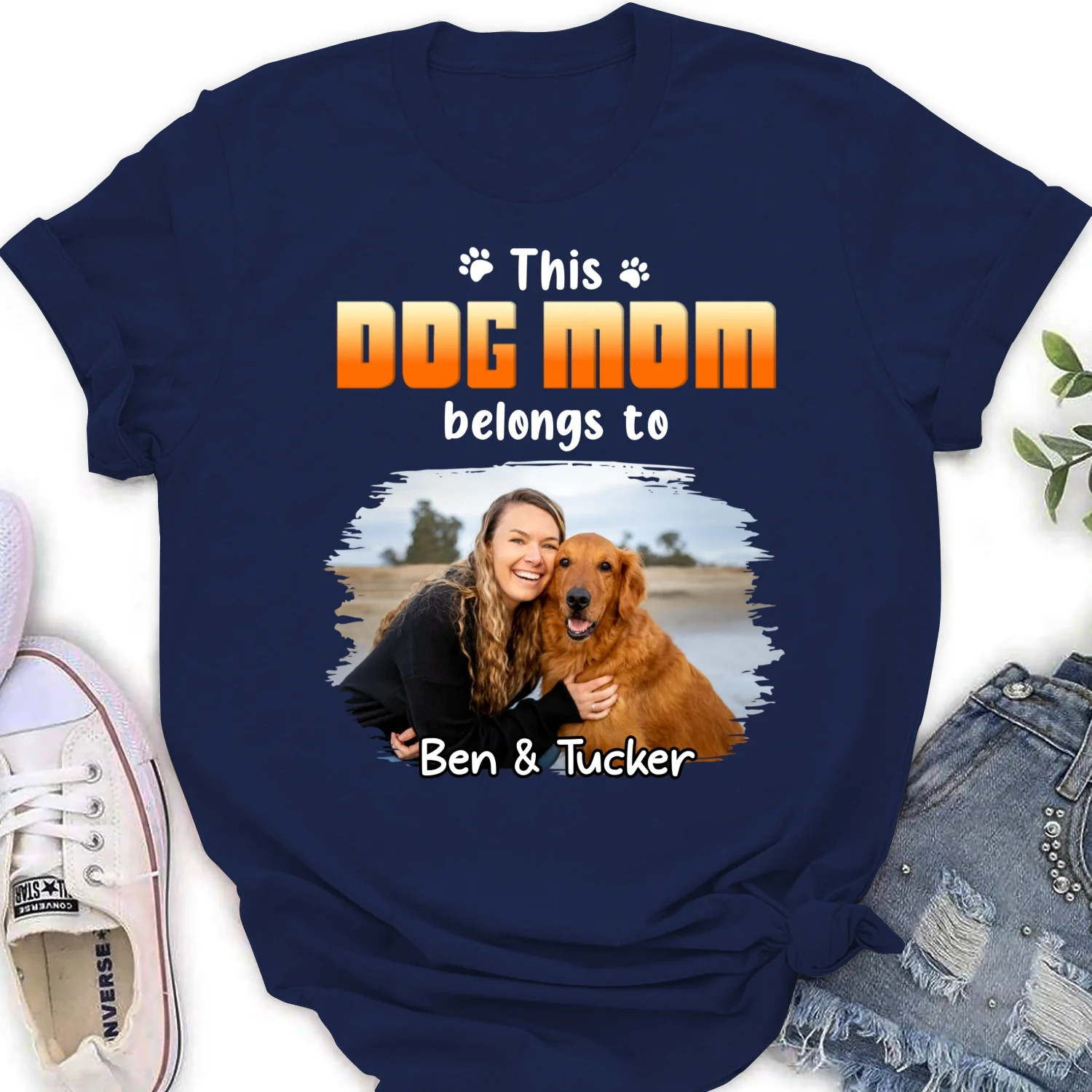Dog Dad Belongs To Christmas Photo - Personalized Custom Women's T-Shirt - Image 5