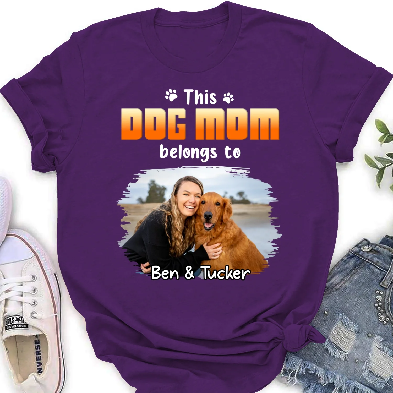 Dog Dad Belongs To Christmas Photo - Personalized Custom Women's T-Shirt - Image 8