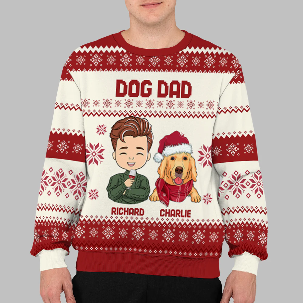 Dog Dad Christmas - Personalized Custom All-Over-Print Sweatshirt - Image 4
