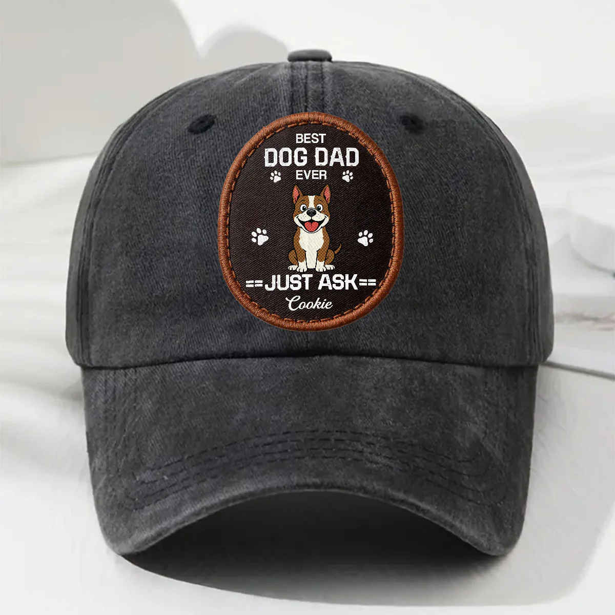 Dog Dad Mode - Personalized Custom Vintage Washed Denim Cap