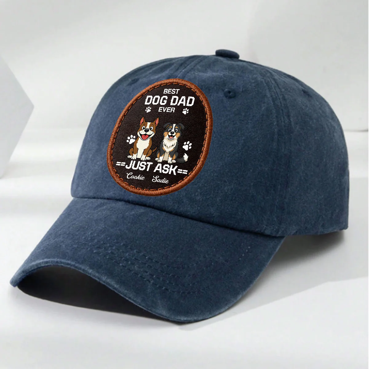 Dog Dad Mode - Personalized Custom Vintage Washed Denim Cap - Image 2