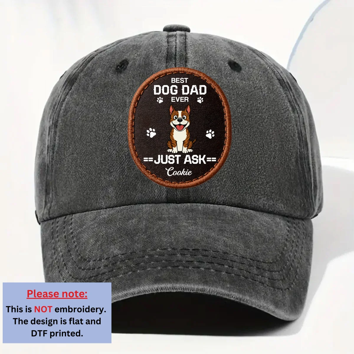 Dog Dad Mode - Personalized Custom Vintage Washed Denim Cap - Image 6