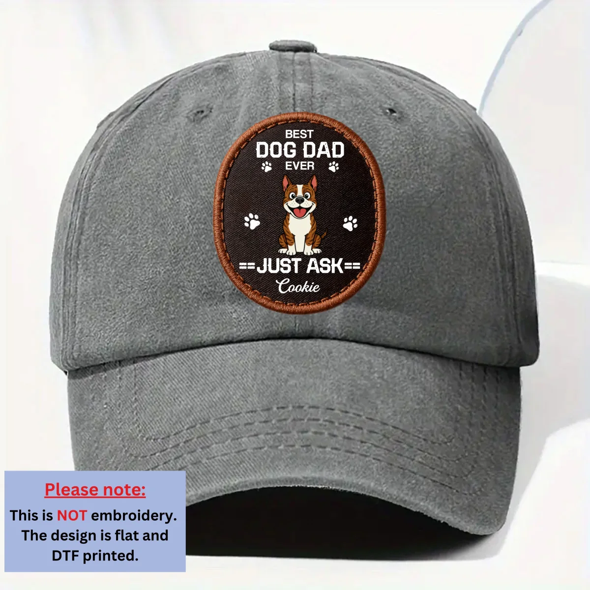 Dog Dad Mode - Personalized Custom Vintage Washed Denim Cap - Image 7
