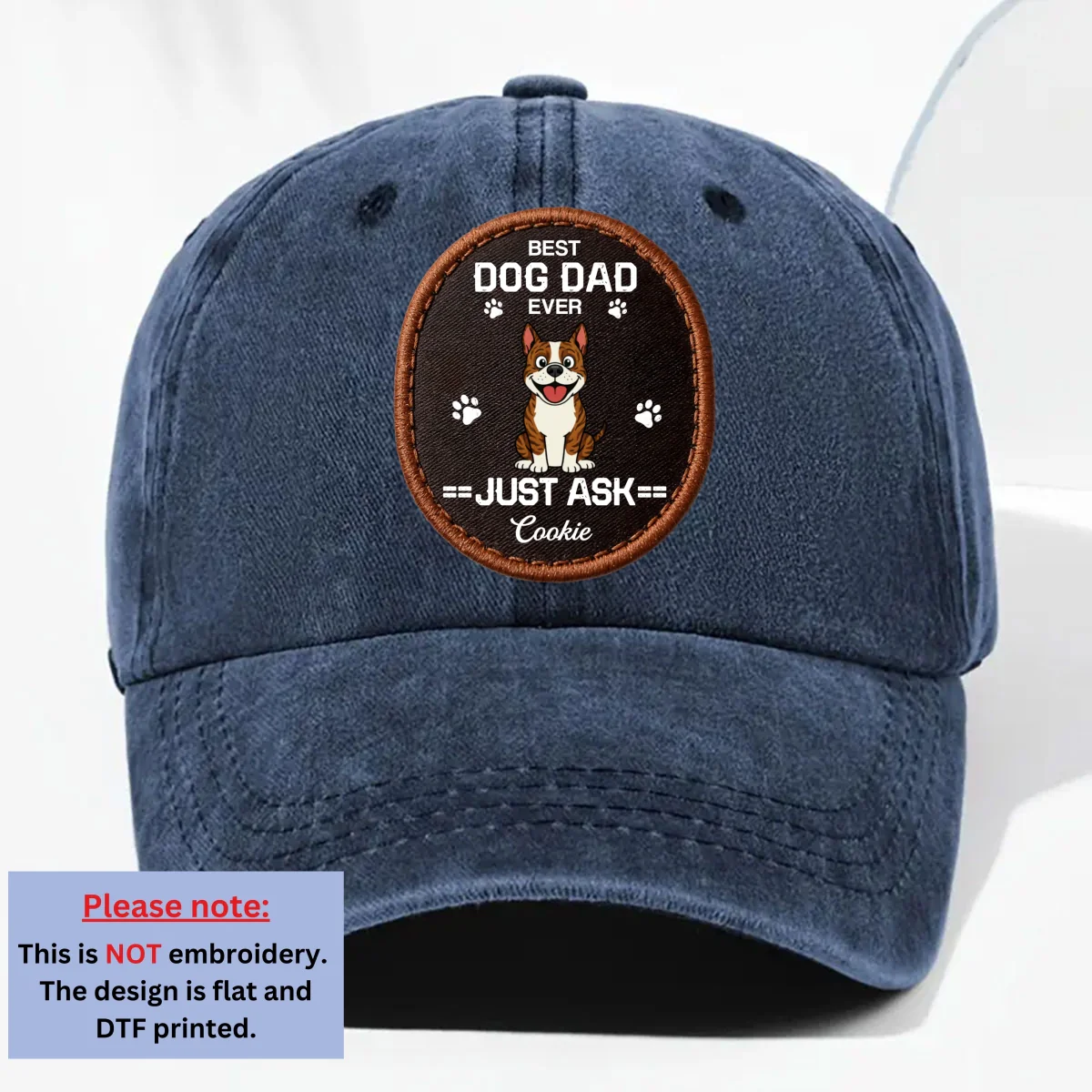 Dog Dad Mode - Personalized Custom Vintage Washed Denim Cap - Image 8