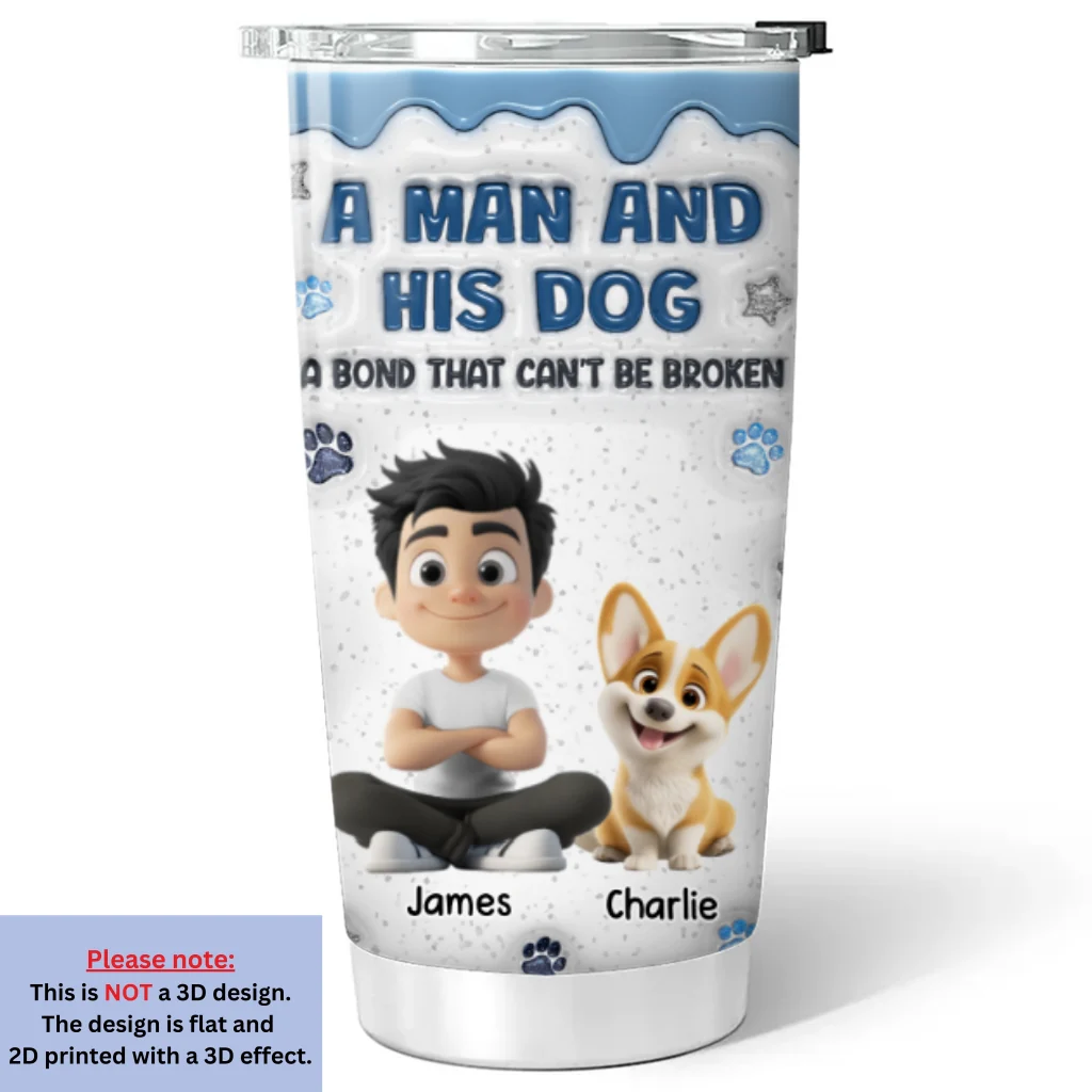 Dog Dad Mom Mum And Their Baby Blue - Personalized Custom 3D Inflated Effect Tumbler - Image 6