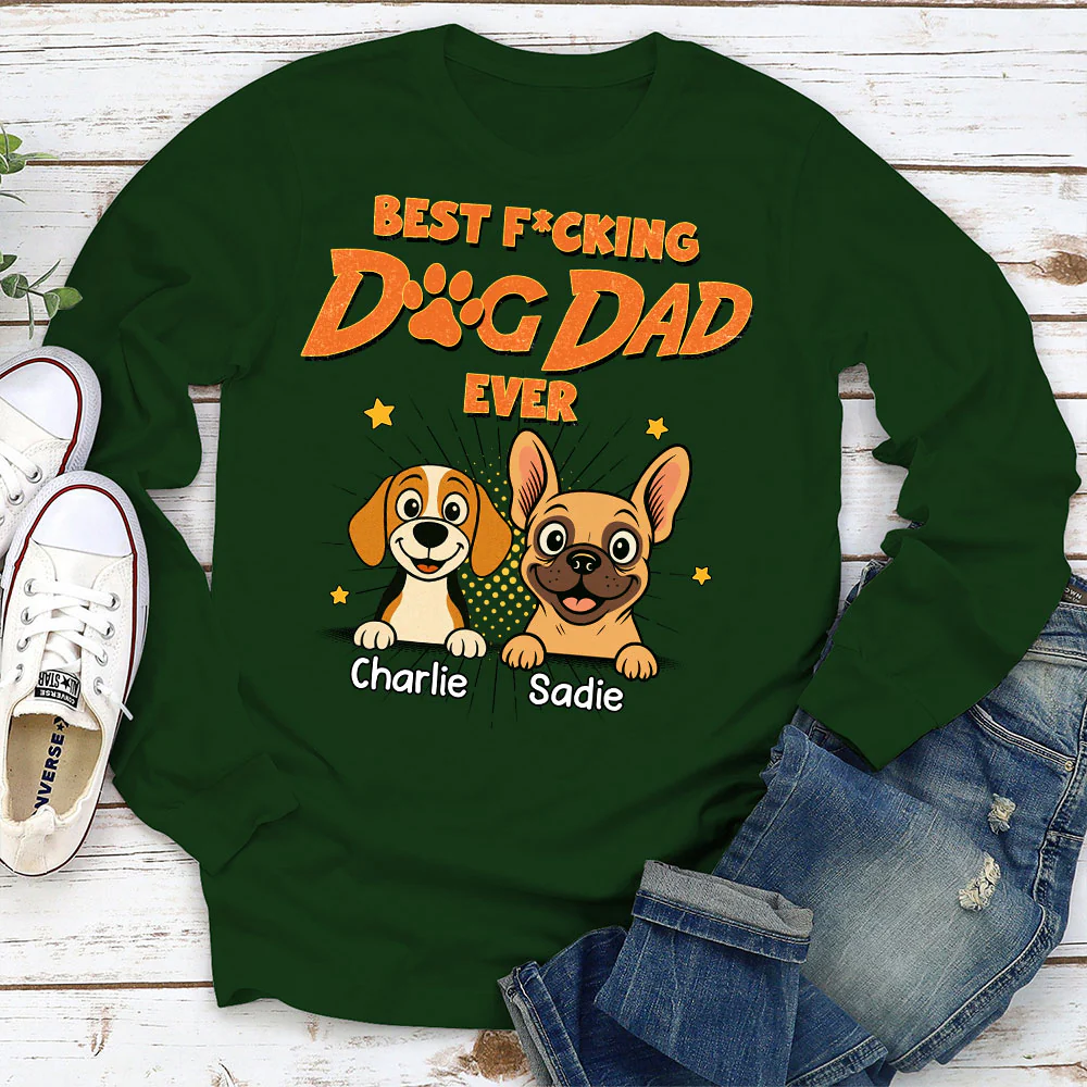 Dog Dad Mom Retro Ever - Personalized Custom Long Sleeve T-Shirt - Image 3