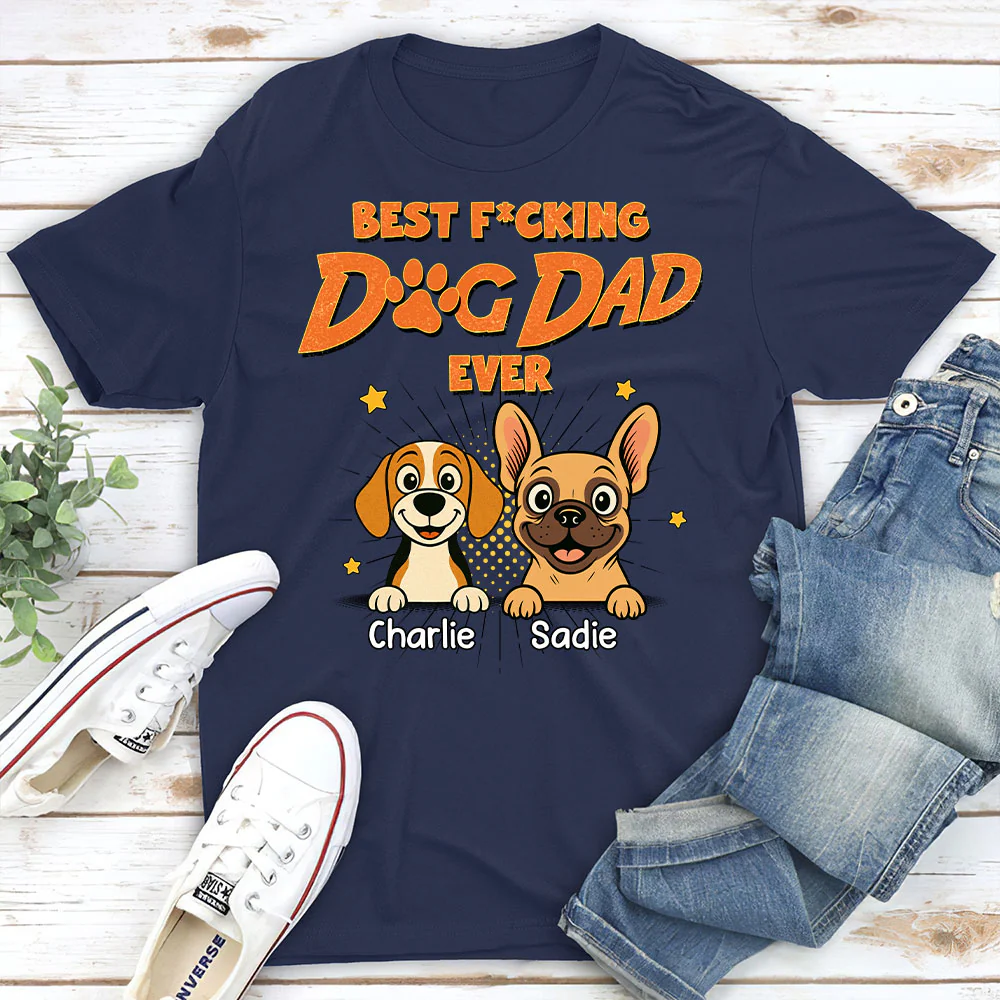 Dog Dad Mom Retro Ever - Personalized Custom Unisex T-Shirt - Image 2