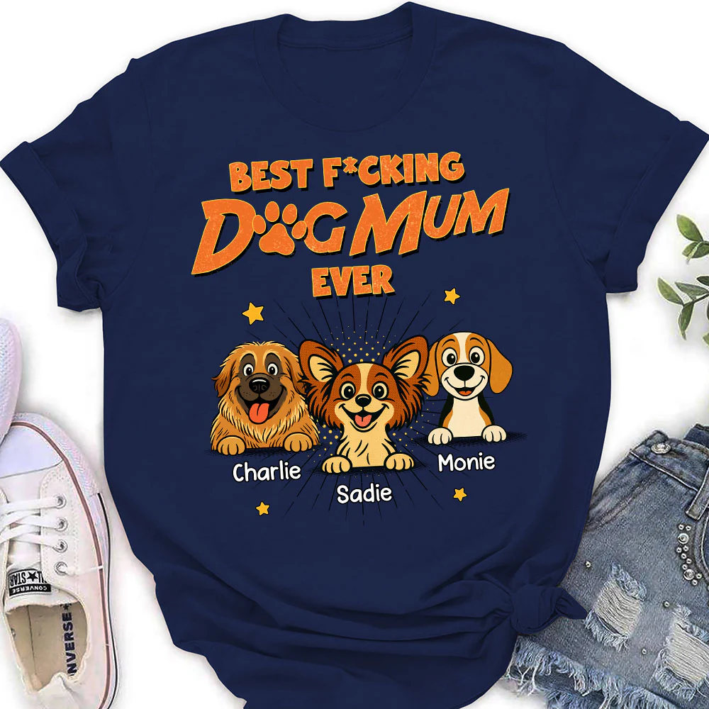 Dog Dad Mom Retro Ever - Personalized Custom Women's T-Shirt - Image 2