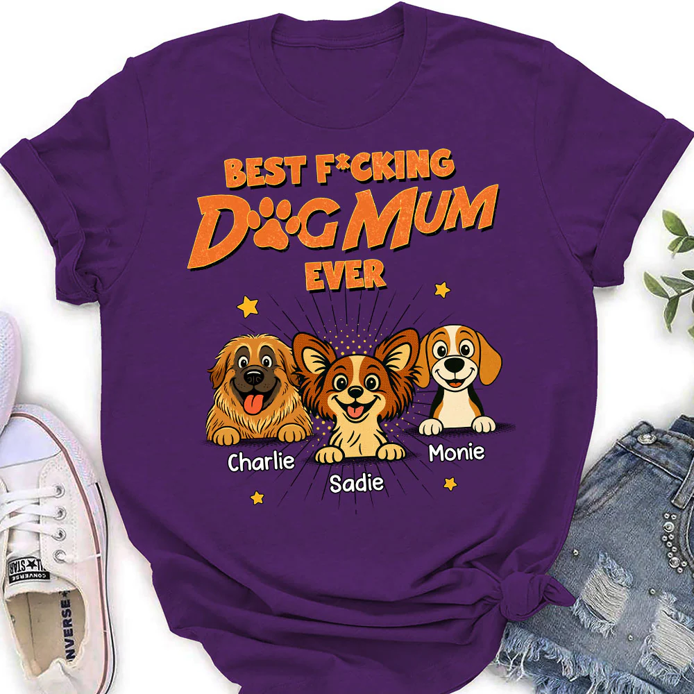 Dog Dad Mom Retro Ever - Personalized Custom Women's T-Shirt - Image 3