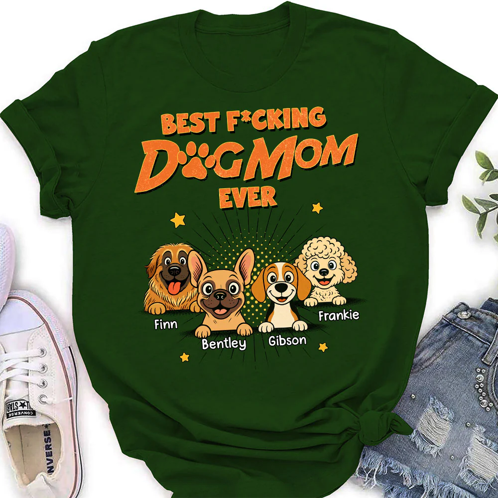 Dog Dad Mom Retro Ever - Personalized Custom Women's T-Shirt - Image 5