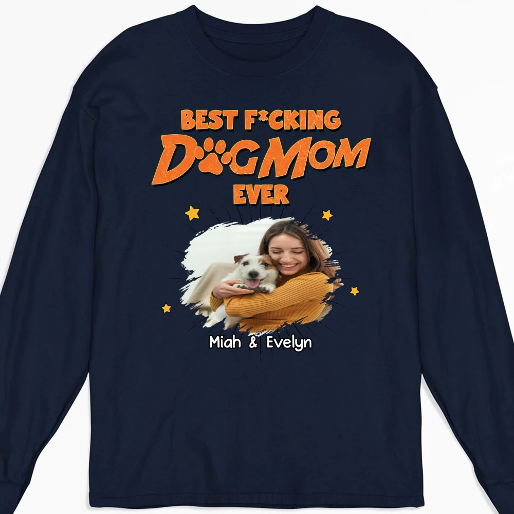 Dog Dad Mom Retro Ever Photo - Personalized Custom Long Sleeve T-Shirt - Image 5
