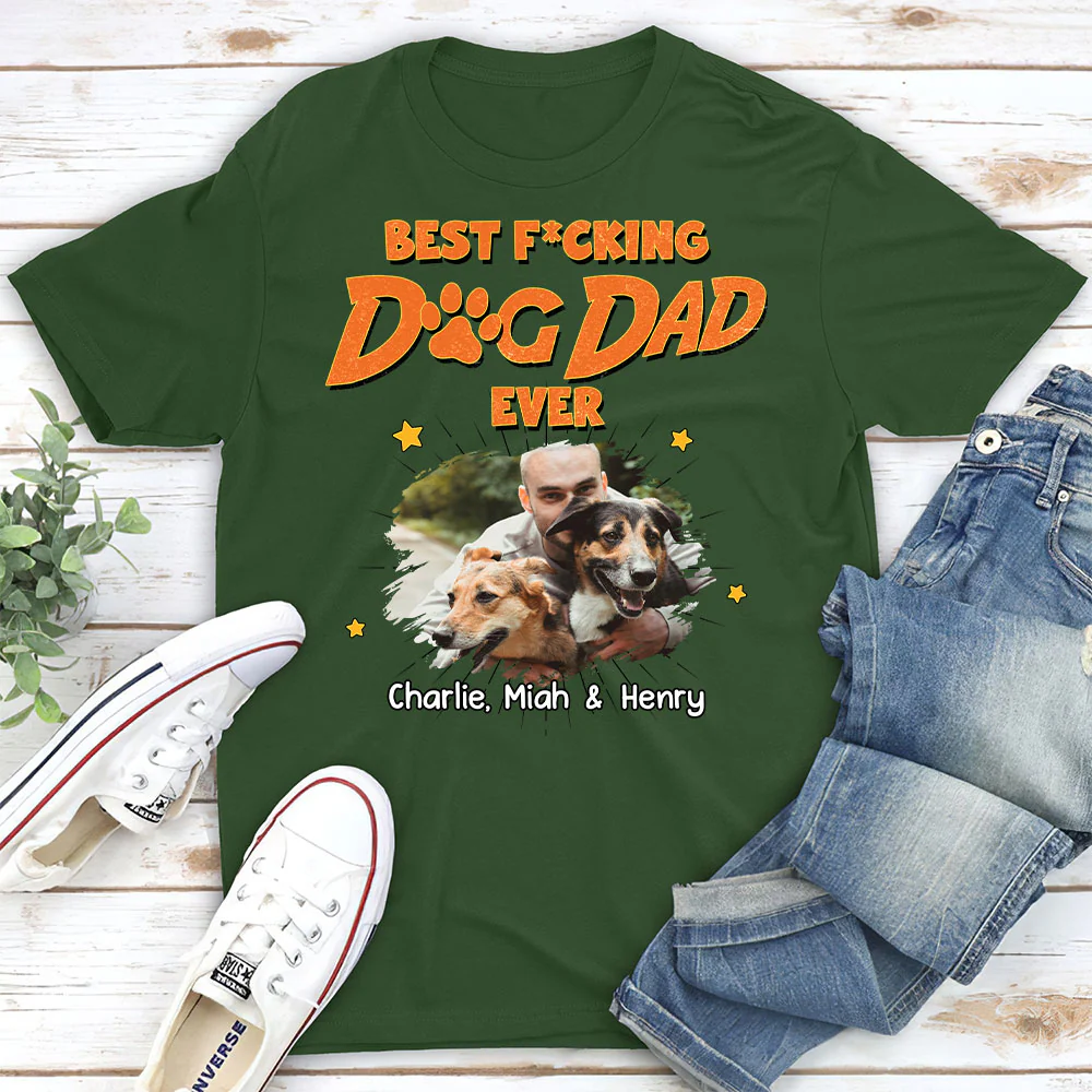 Dog Dad Mom Retro Ever Photo - Personalized Custom Unisex T-Shirt - Image 3