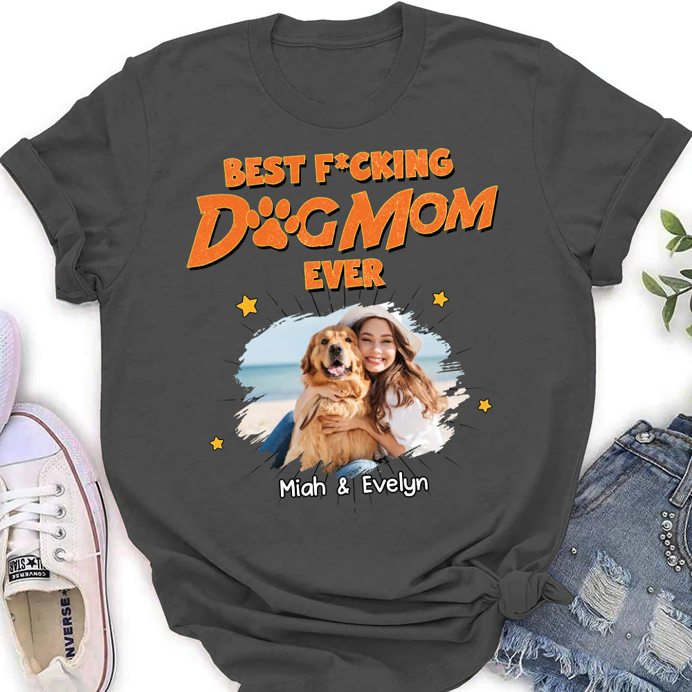 Dog Dad Mom Retro Ever Photo - Personalized Custom Women's T-Shirt - Image 4