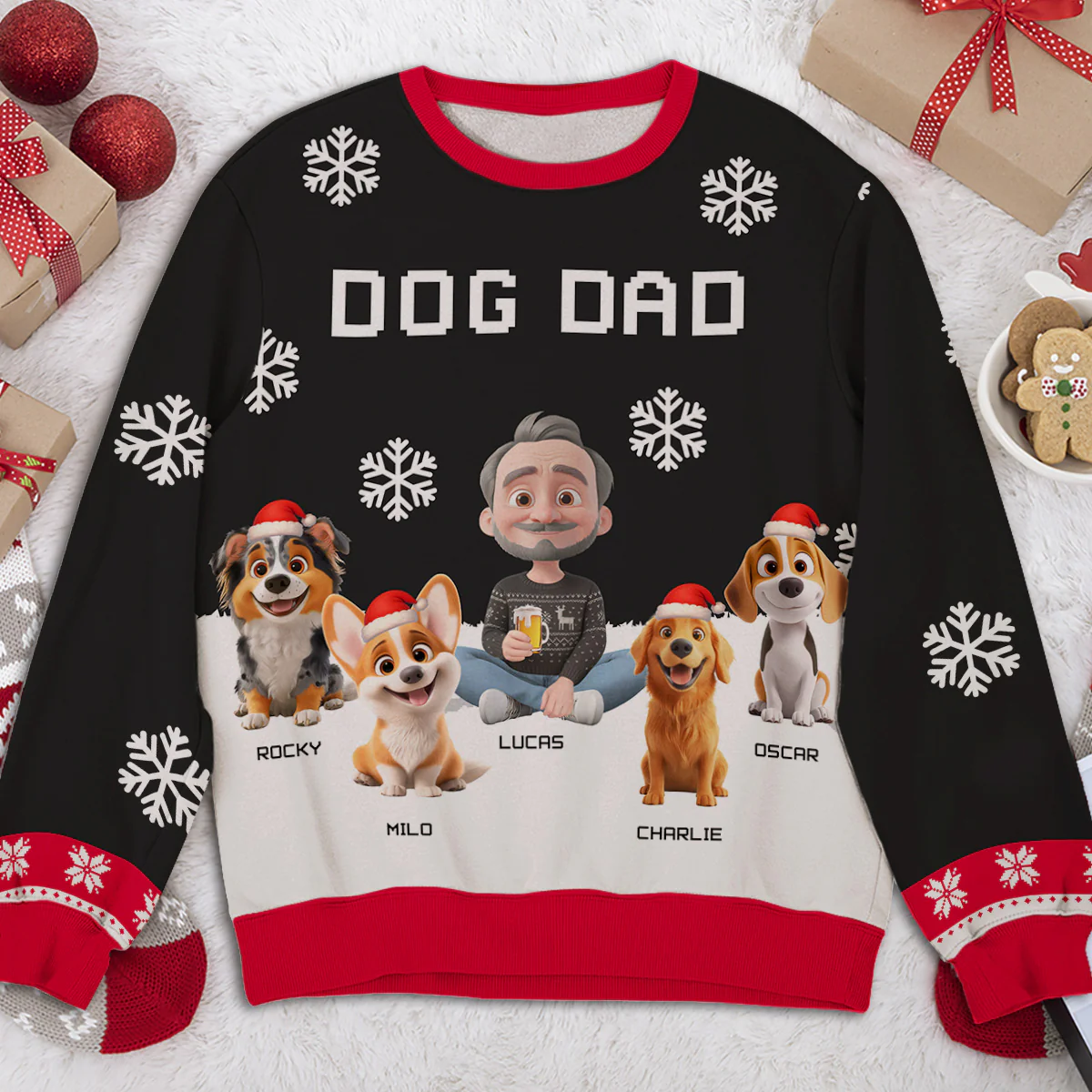 Dog Dad Mom Winter - Personalized Custom All-Over-Print Sweatshirt - Image 3