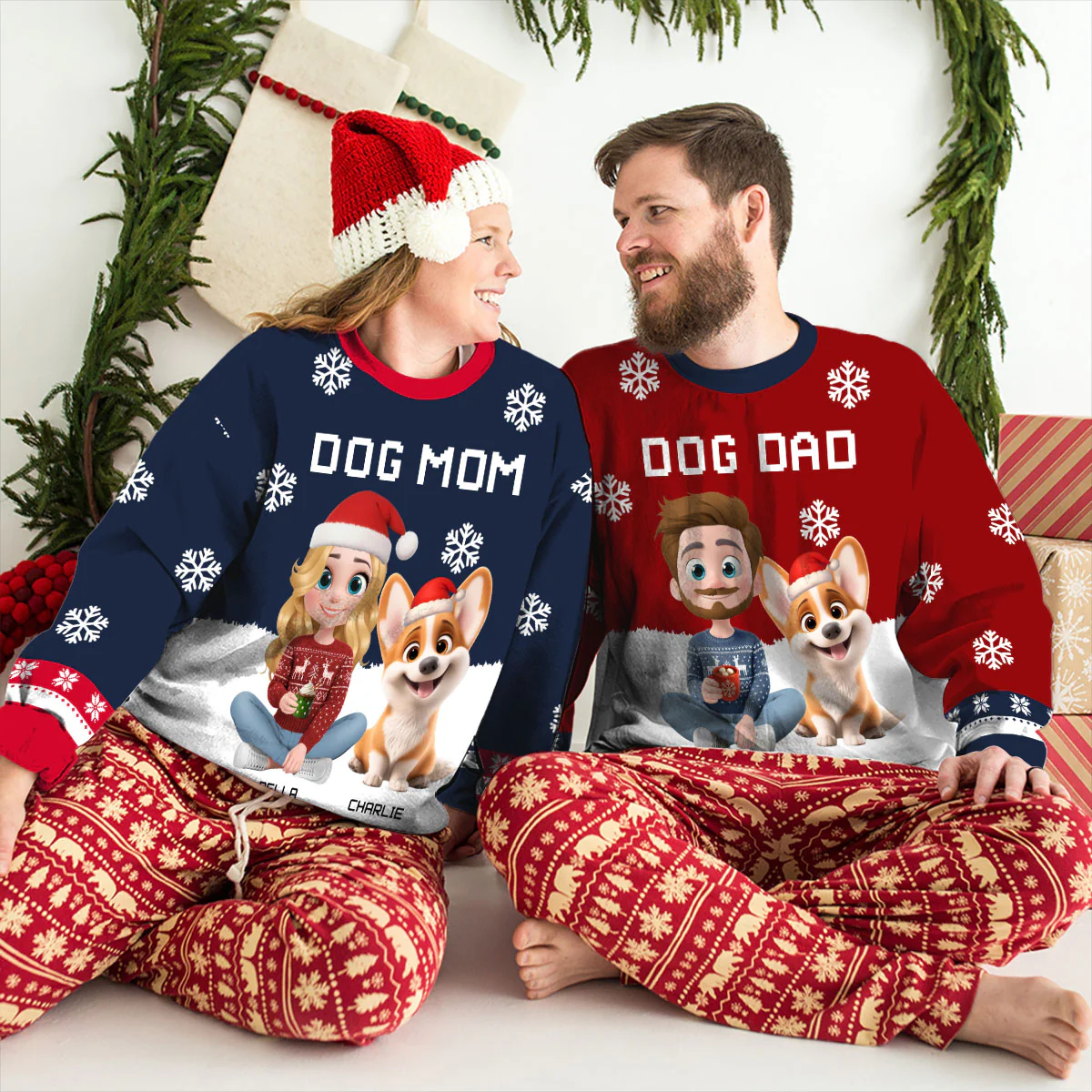 Dog Dad Mom Winter - Personalized Custom All-Over-Print Sweatshirt - Image 4