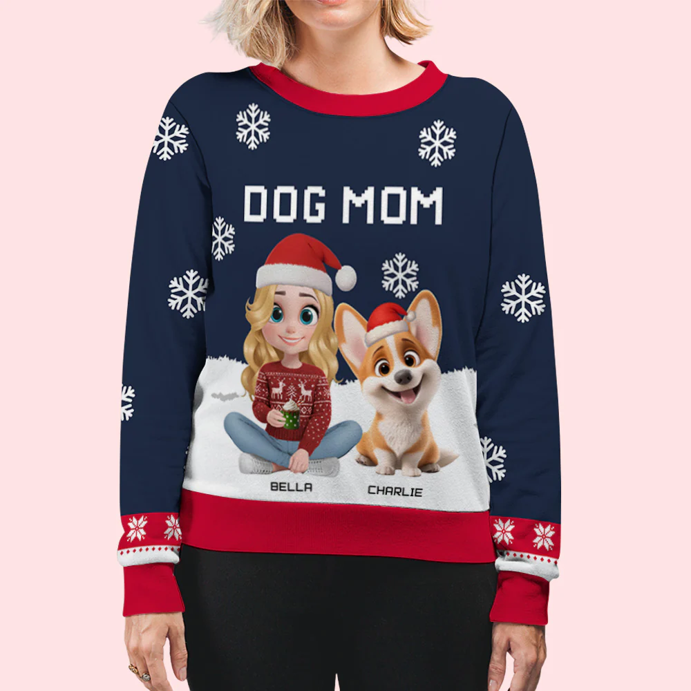 Dog Dad Mom Winter - Personalized Custom All-Over-Print Sweatshirt - Image 5