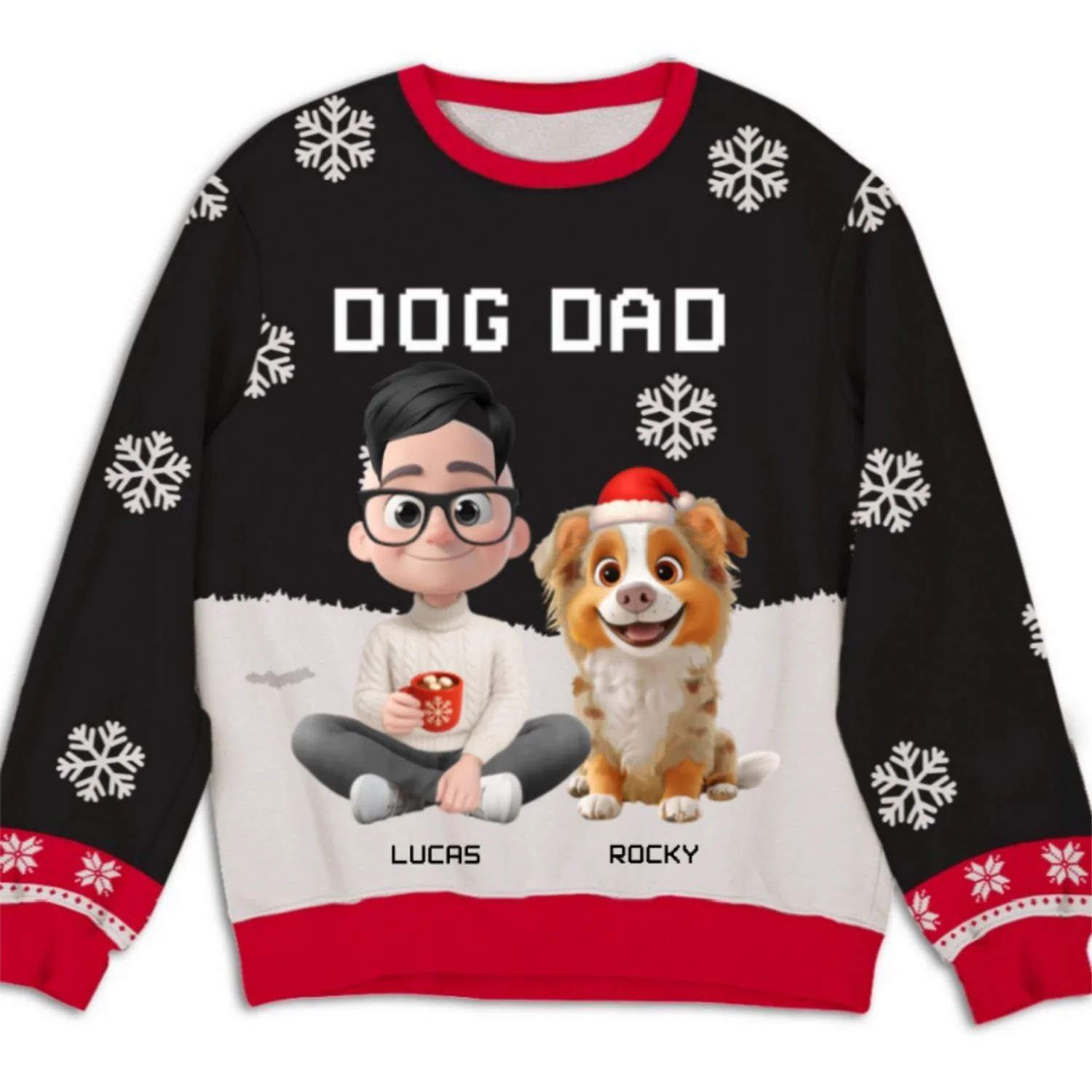 Dog Dad Mom Winter - Personalized Custom All-Over-Print Sweatshirt - Image 7