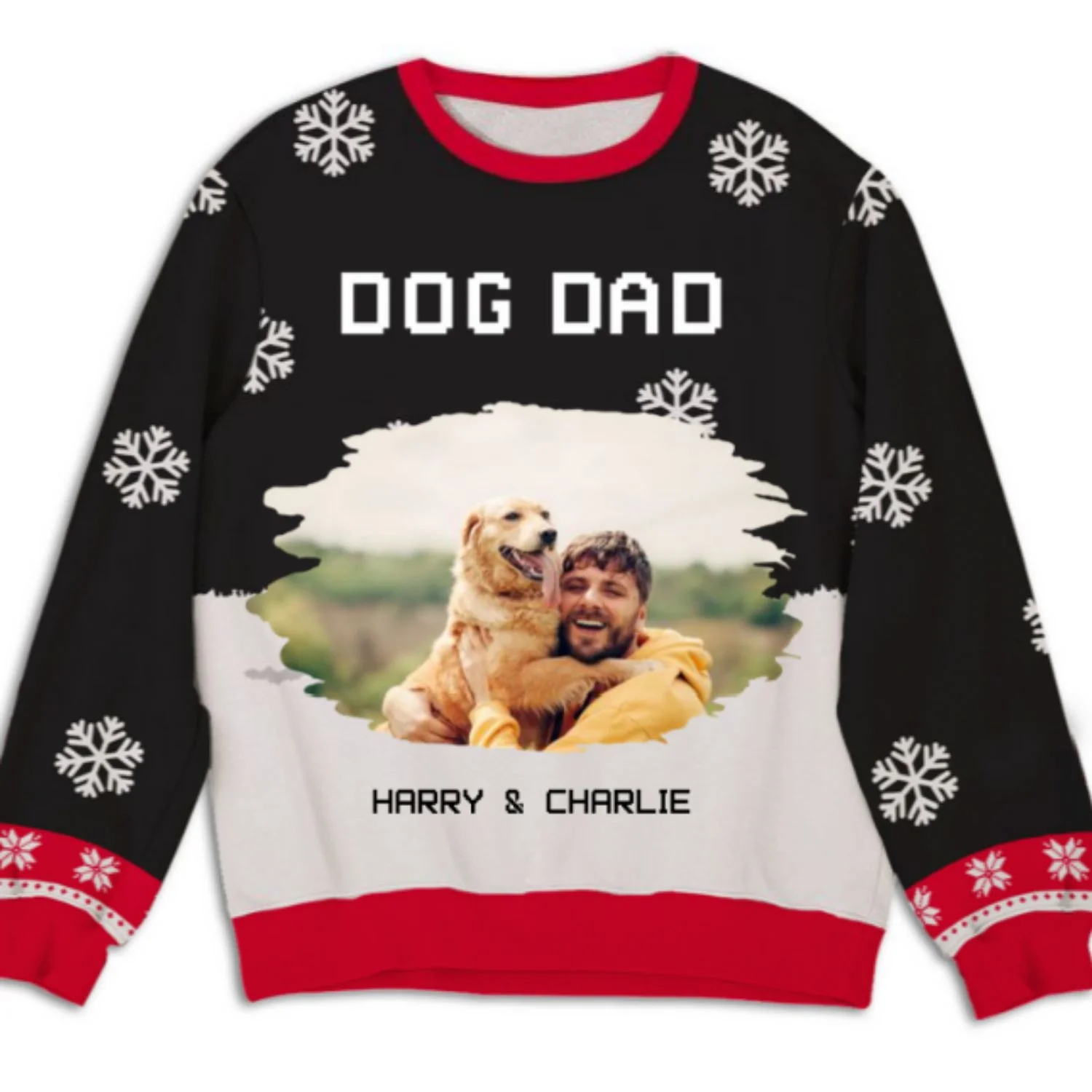 Dog Dad Mom Winter Photo - Personalized Custom All-Over-Print Sweatshirt