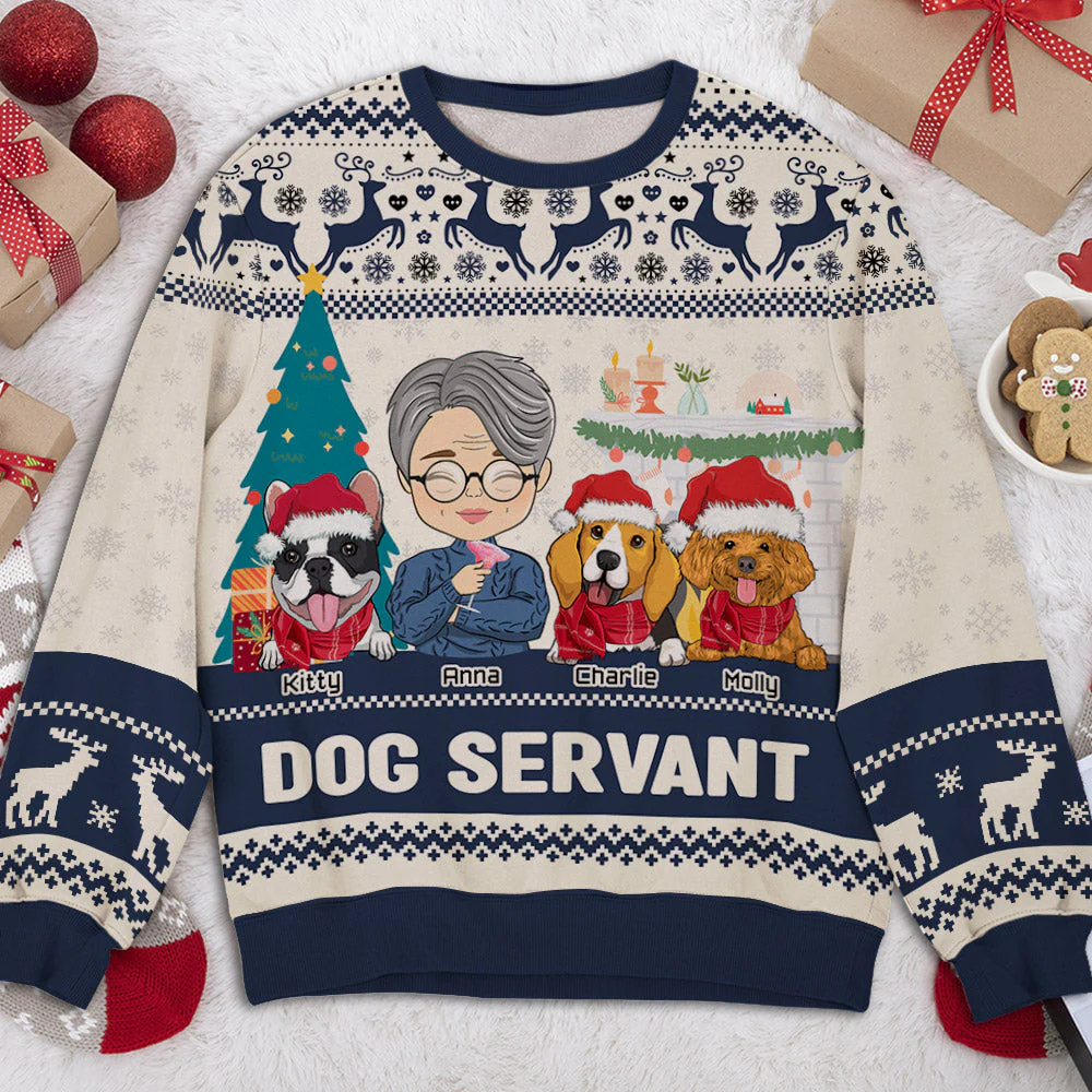 Dog Dad Pawlidays - Personalized Custom All-Over-Print Sweatshirt - Image 2
