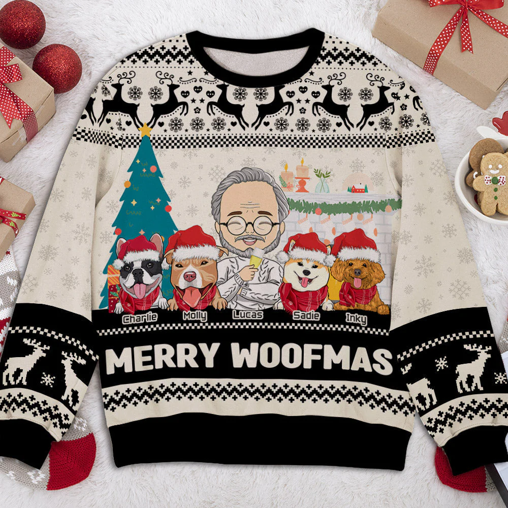 Dog Dad Pawlidays - Personalized Custom All-Over-Print Sweatshirt - Image 3