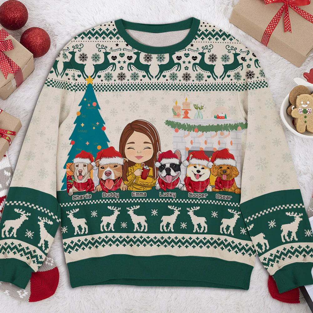 Dog Dad Pawlidays - Personalized Custom All-Over-Print Sweatshirt - Image 4