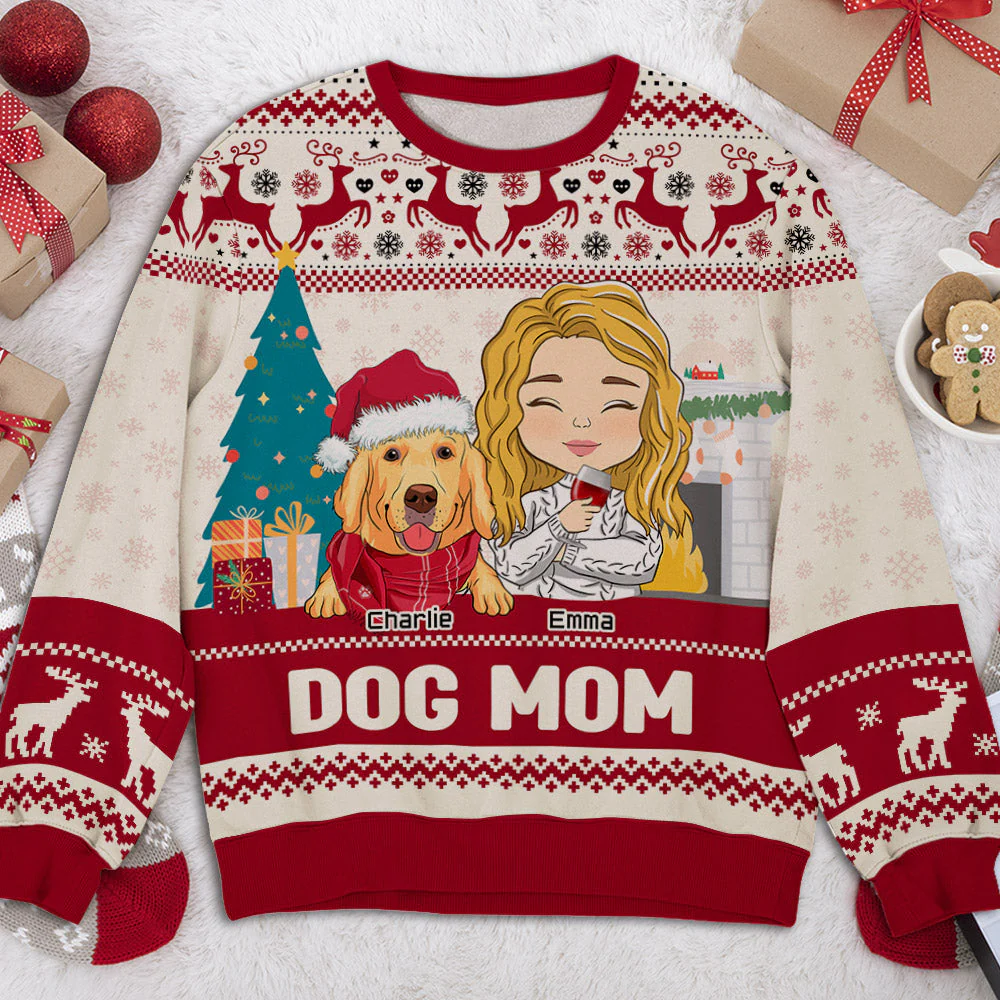 Dog Dad Pawlidays - Personalized Custom All-Over-Print Sweatshirt - Image 5